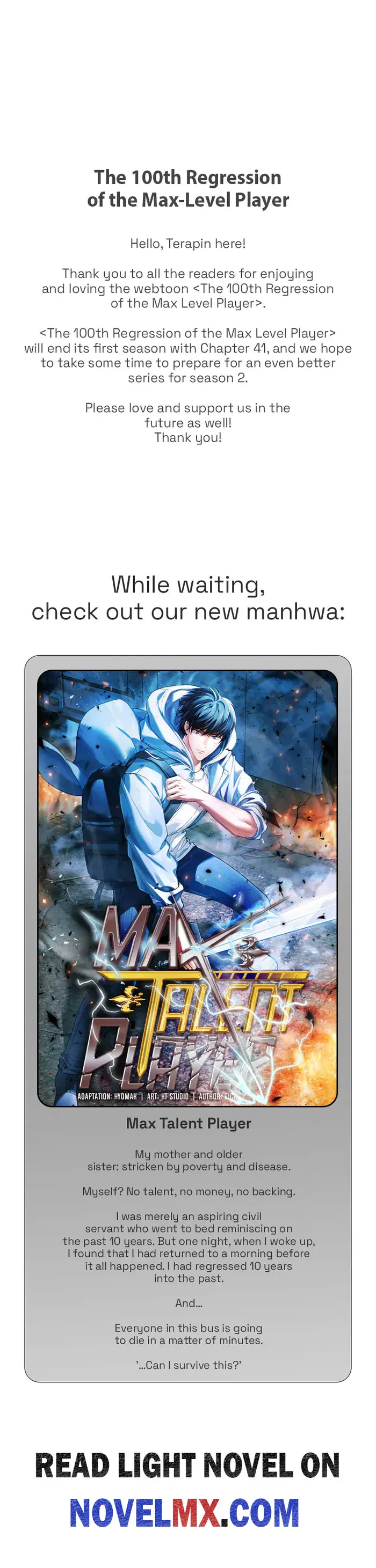 The Max Level Player's 100th Regression Chapter 41.5 Page 1
